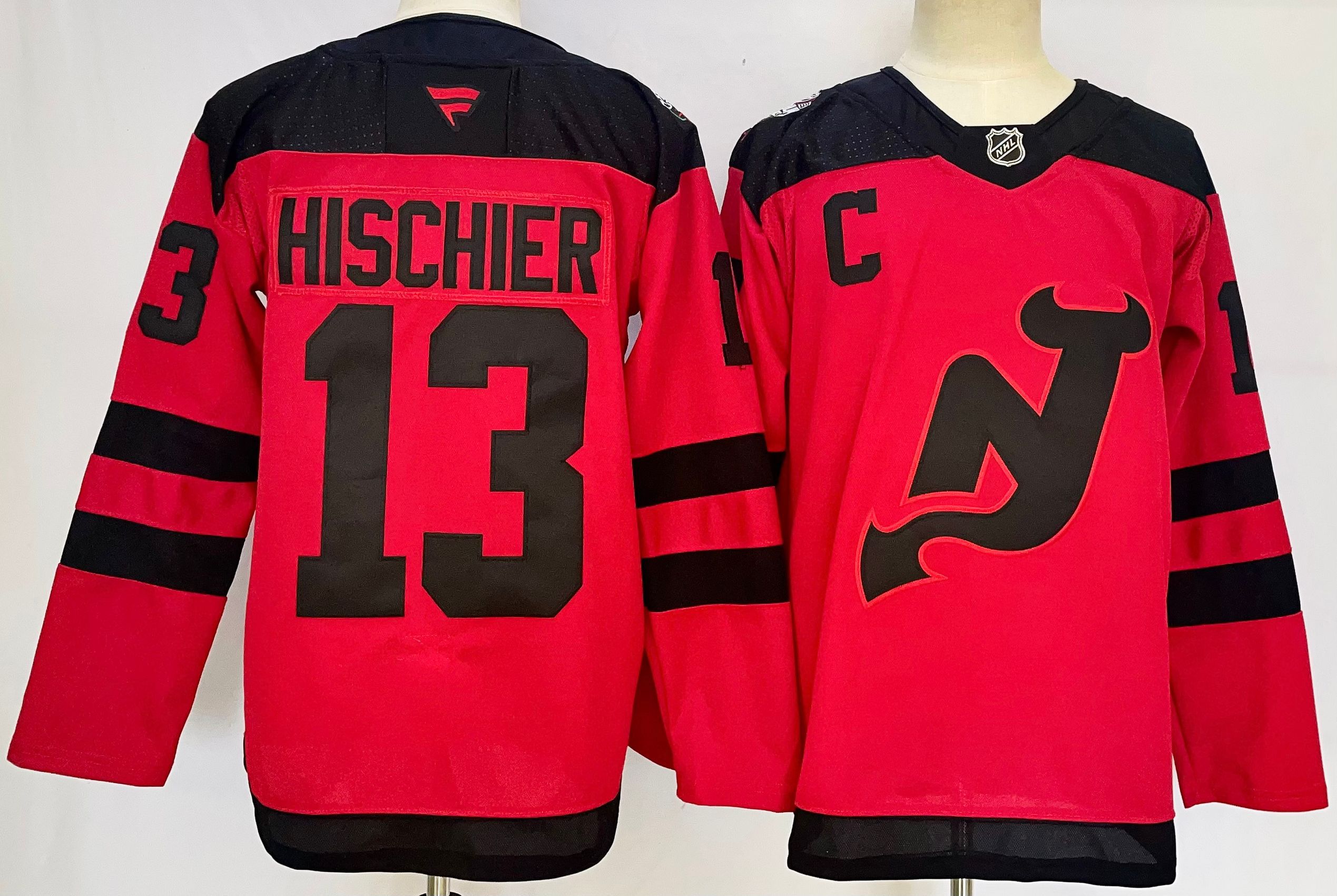 Men New Jersey Devils #13 Hischier Red 2025 Home Premier Player NHL Jersey->new jersey devils->NHL Jersey